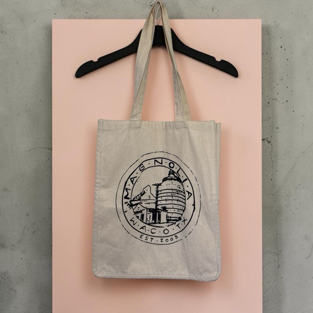Magnolia Waco TX Silos Seal Cream Canvas 100% Cotton Tote Bag Spring At Silo Pin